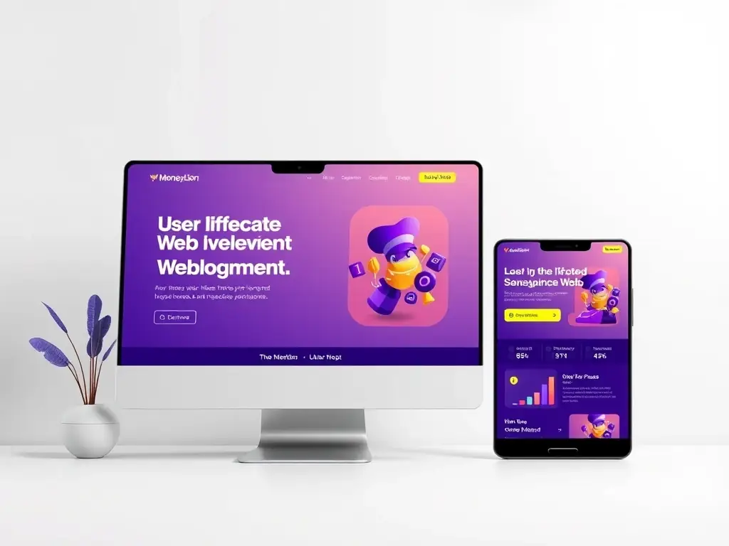 A sleek, modern website design showcasing a user-friendly interface and responsive layout, optimized for various devices, reflecting MoneyLion's expertise in web development.